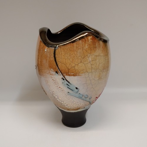 Click to view detail for #221184 Raku Vase 3xFired 8.5x6 $42